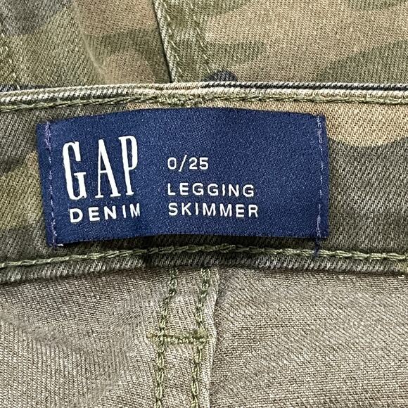 GAP Pants Womens 0/25 Army Green Camo‎ Denim Legging Skimmer Ankle Skinny - Picture 4 of 10